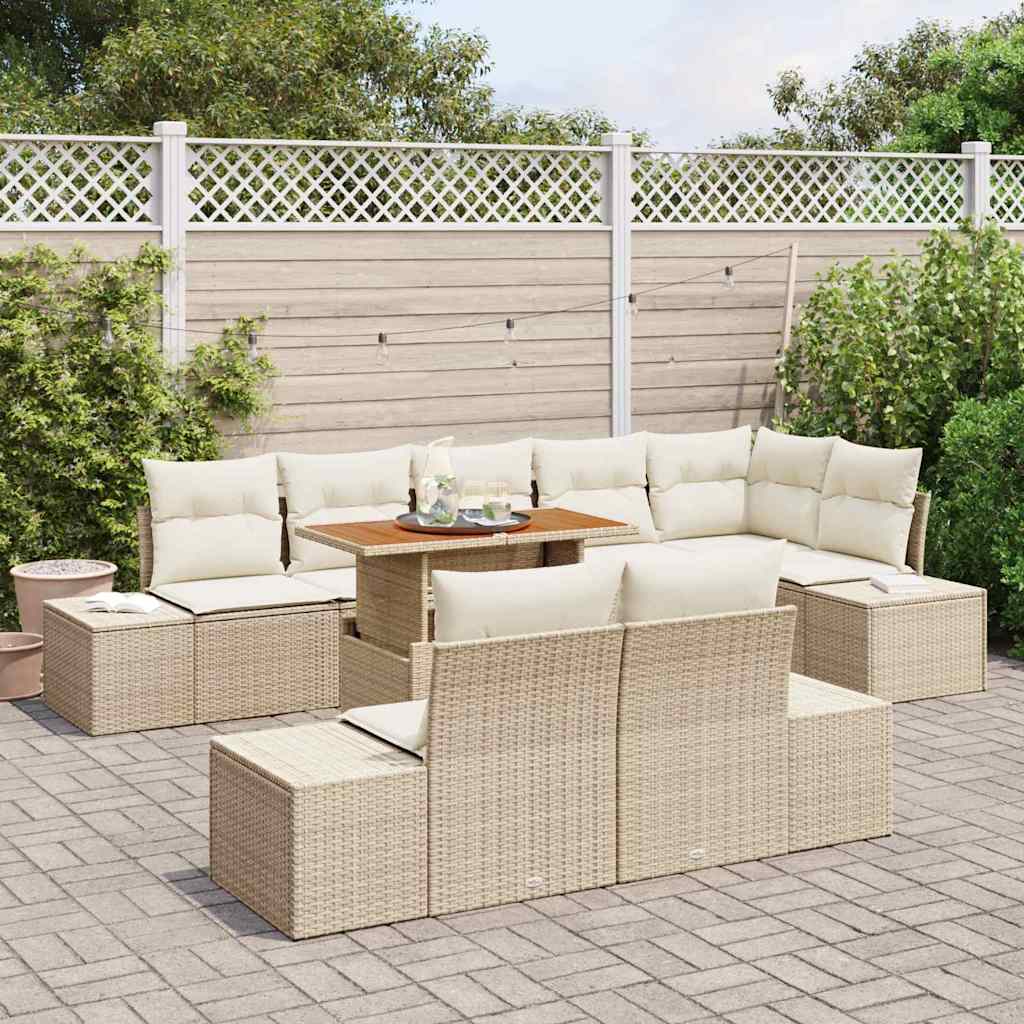 Garten Essgruppe mit Kissen mit Kissen 9 pcs Beige und Creme