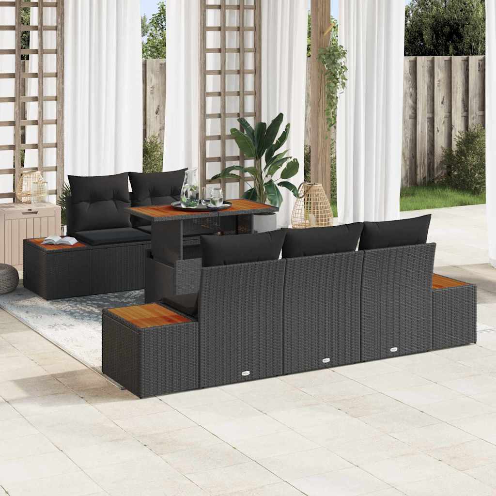 Garten Essgruppe mit Kissen mit Kissen 6 pcs Schwarz und Braun