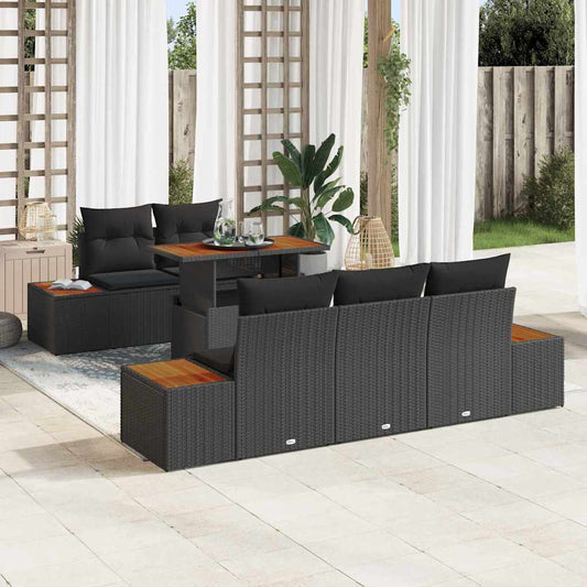 Garten Essgruppe mit Kissen mit Kissen 6 pcs Schwarz und Braun