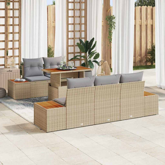 Garten Essgruppe mit Kissen mit Kissen 6 pcs Beige und Grau