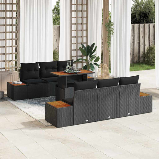 Garten Essgruppe mit Kissen mit Kissen 7 pcs Schwarz und Braun