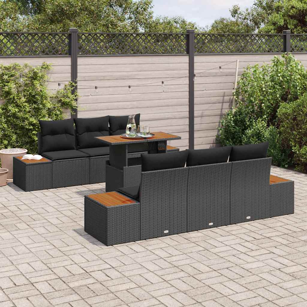 Garten Essgruppe mit Kissen mit Kissen 7 pcs Schwarz und Braun