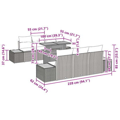 Garten Essgruppe mit Kissen mit Kissen 7 pcs Schwarz und Braun