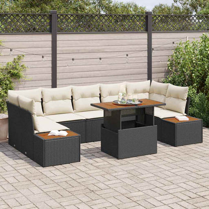 Garten Essgruppe mit Kissen mit Kissen 8 pcs Schwarz und Beige