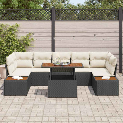 Garten Essgruppe mit Kissen mit Kissen 8 pcs Schwarz und Beige