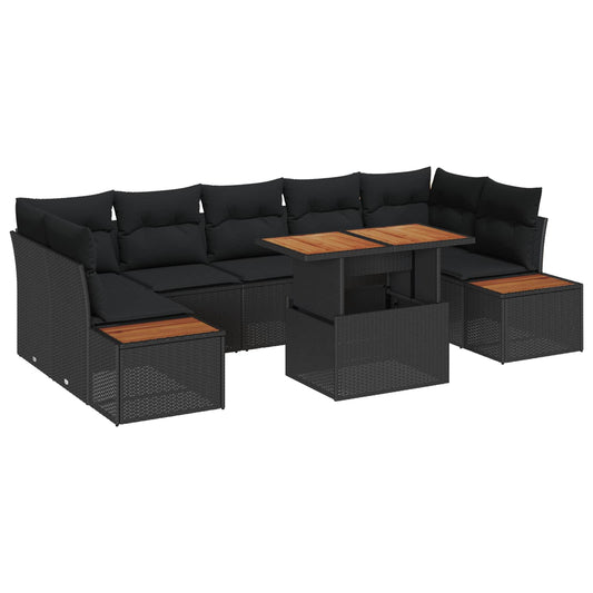 Garten Essgruppe mit Kissen mit Kissen 8 pcs Schwarz und Braun