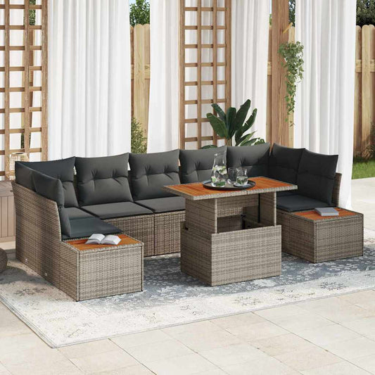 Garten Essgruppe mit Kissen mit Kissen 8 pcs Grau und Braun