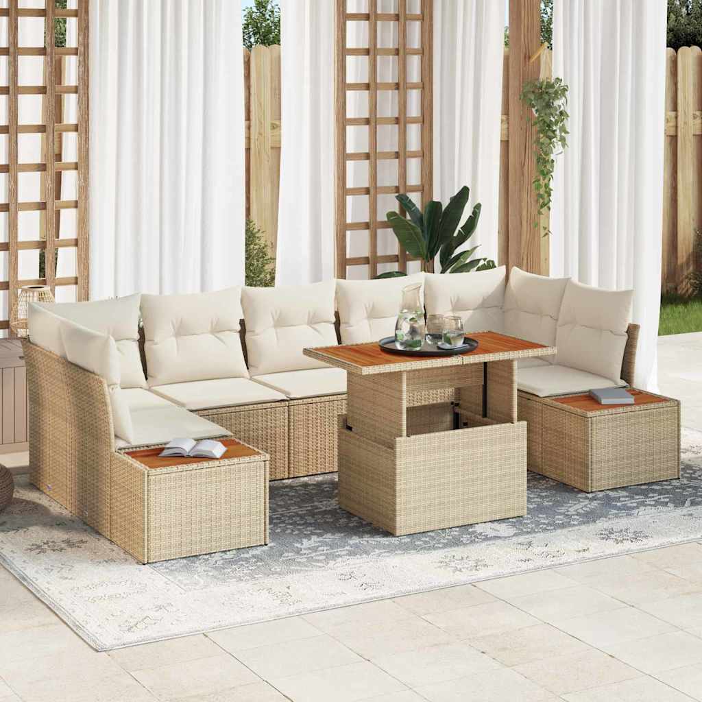 Garten Essgruppe mit Kissen mit Kissen 8 pcs Beige und Creme