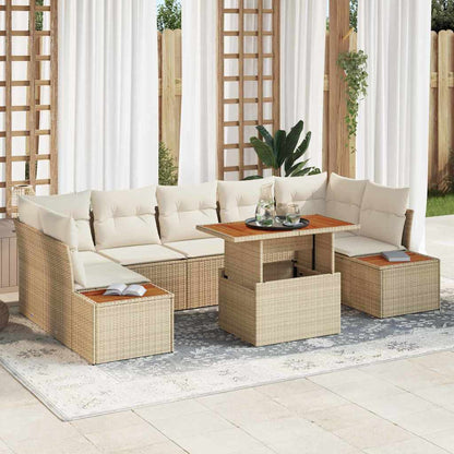 Garten Essgruppe mit Kissen mit Kissen 8 pcs Beige und Creme