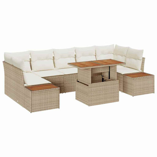 Garten Essgruppe mit Kissen mit Kissen 8 pcs Beige und Creme