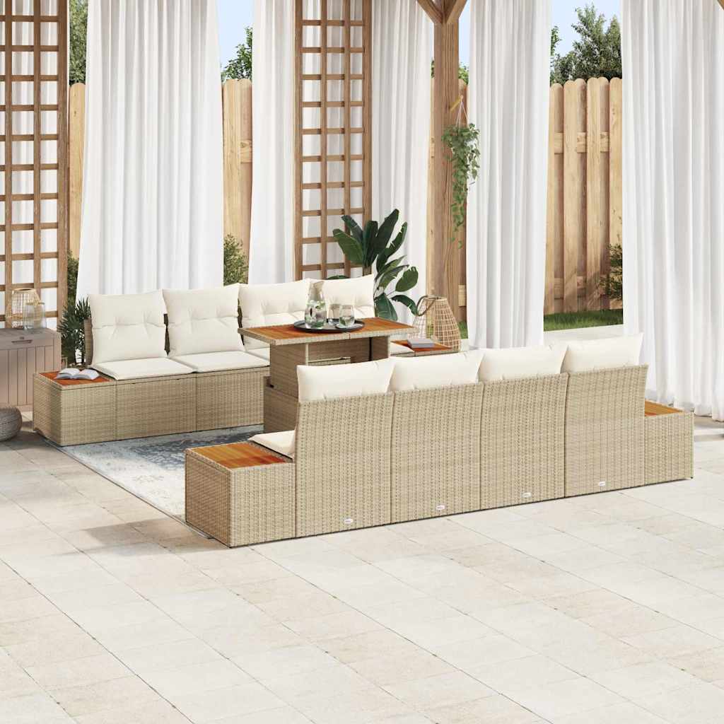 Garten Essgruppe mit Kissen mit Kissen 9 pcs Beige und Creme