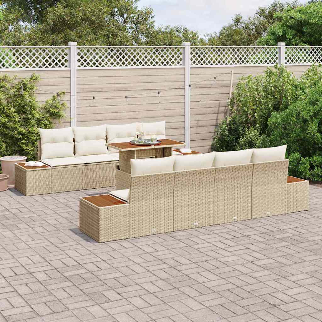 Garten Essgruppe mit Kissen mit Kissen 9 pcs Beige und Creme