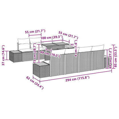 Garten Essgruppe mit Kissen mit Kissen 9 pcs Beige und Creme