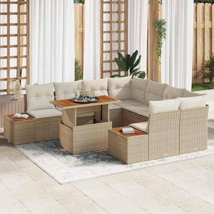 Garten Essgruppe mit Kissen mit Kissen 9 pcs Beige und Creme