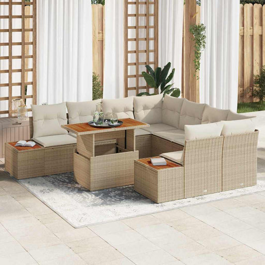 Garten Essgruppe mit Kissen mit Kissen 9 pcs Beige und Creme
