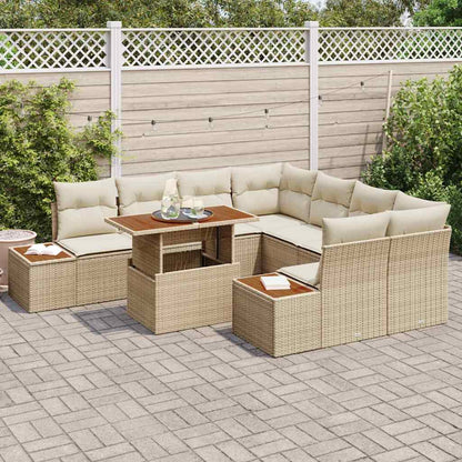 Garten Essgruppe mit Kissen mit Kissen 9 pcs Beige und Creme