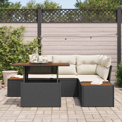 Garten Essgruppe mit Kissen mit Kissen 5 pcs Schwarz und Beige