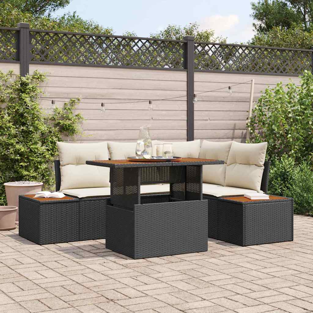 Garten Essgruppe mit Kissen mit Kissen 5 pcs Schwarz und Beige