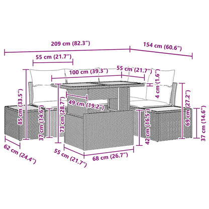 Garten Essgruppe mit Kissen mit Kissen 5 pcs Grau und Braun