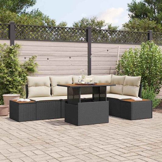 Garten Essgruppe mit Kissen mit Kissen 6 pcs Schwarz und Beige