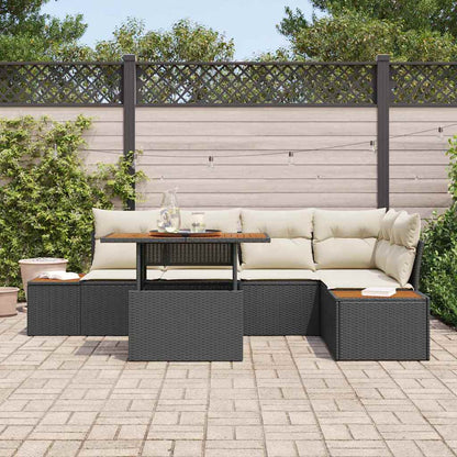 Garten Essgruppe mit Kissen mit Kissen 6 pcs Schwarz und Beige