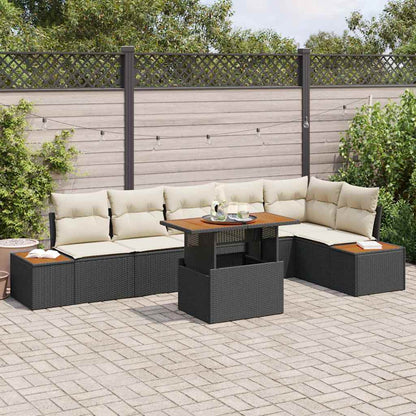 Garten Essgruppe mit Kissen mit Kissen 7 pcs Schwarz und Beige