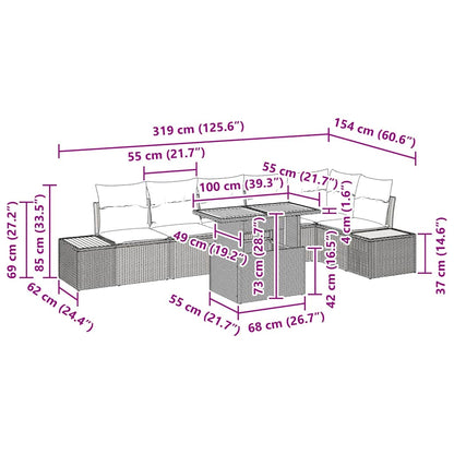 Garten Essgruppe mit Kissen mit Kissen 7 pcs Schwarz und Beige