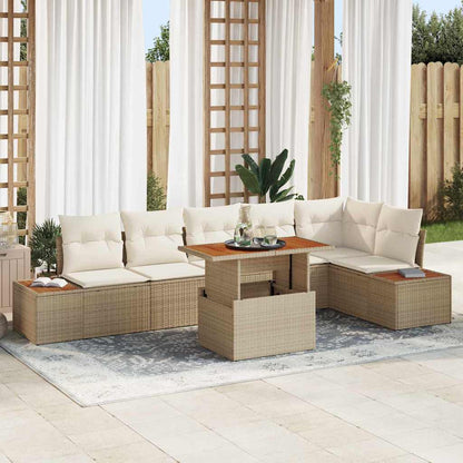 Garten Essgruppe mit Kissen mit Kissen 7 pcs Beige und Creme