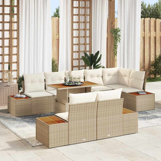 Garten Essgruppe mit Kissen mit Kissen 9 pcs Beige und Creme