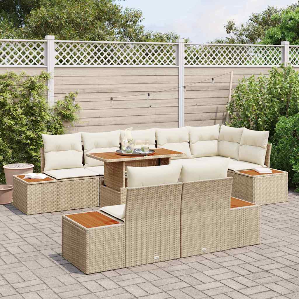 Garten Essgruppe mit Kissen mit Kissen 9 pcs Beige und Creme