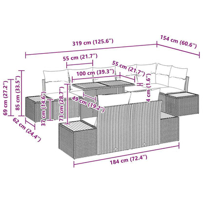 Garten Essgruppe mit Kissen mit Kissen 9 pcs Beige und Creme