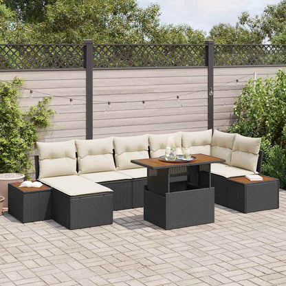 Garten Essgruppe mit Kissen 8 pcs Schwarz und Beige