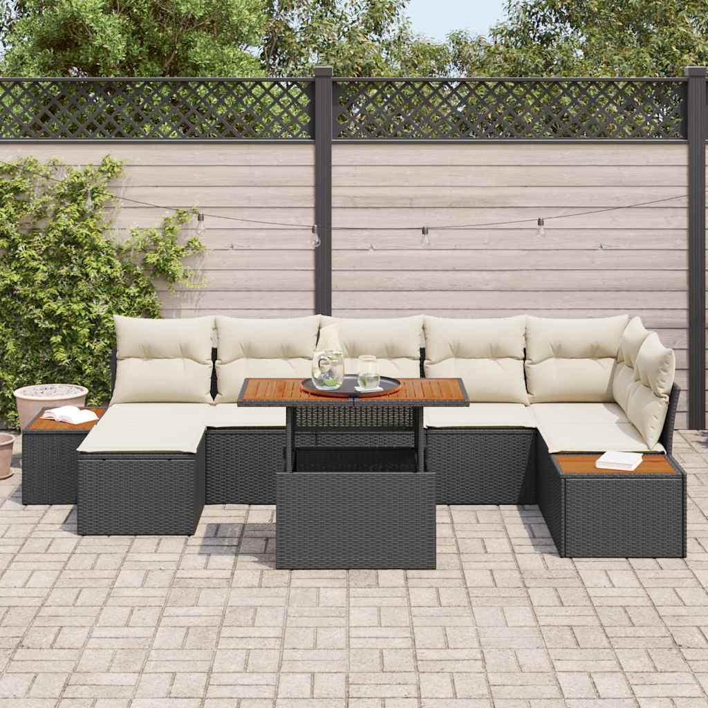 Garten Essgruppe mit Kissen 8 pcs Schwarz und Beige