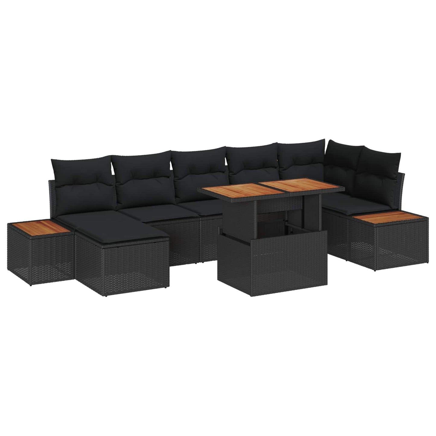 Garten Essgruppe mit Kissen 8 pcs Schwarz und Braun