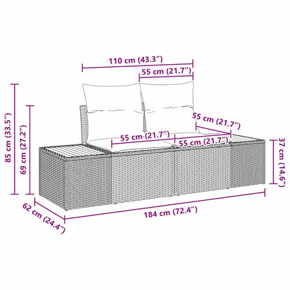 Garten Essgruppe mit Kissen 8 pcs Grau und Braun