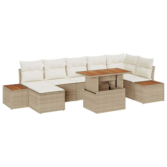 Garten Essgruppe mit Kissen 8 pcs Beige und Creme
