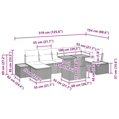 Garten Essgruppe mit Kissen 8 pcs Beige und Creme