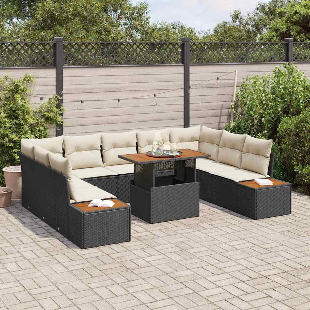 Garten Essgruppe mit Kissen mit Kissen 10 pcs Schwarz und Beige