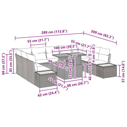 Garten Essgruppe mit Kissen mit Kissen 10 pcs Schwarz und Beige