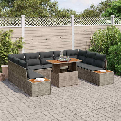 Garten Essgruppe mit Kissen mit Kissen 10 pcs Grau und Braun