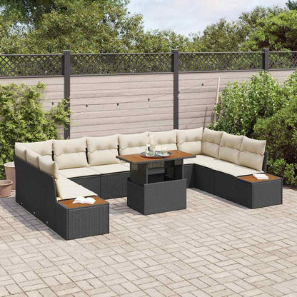 Garten Essgruppe mit Kissen mit Kissen 11 pcs Schwarz und Beige