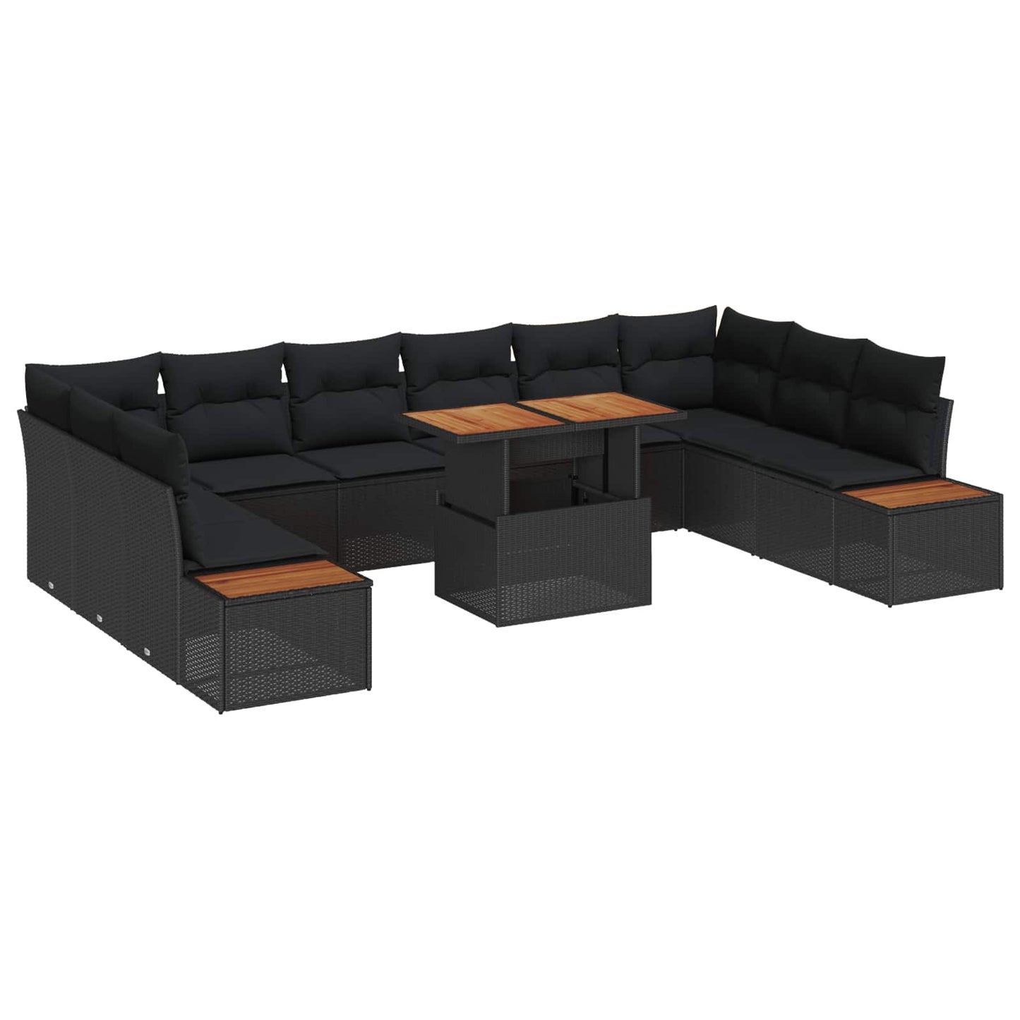 Garten Essgruppe mit Kissen mit Kissen 11 pcs Schwarz und Braun