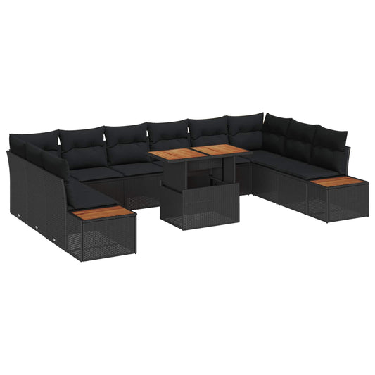Garten Essgruppe mit Kissen mit Kissen 11 pcs Schwarz und Braun