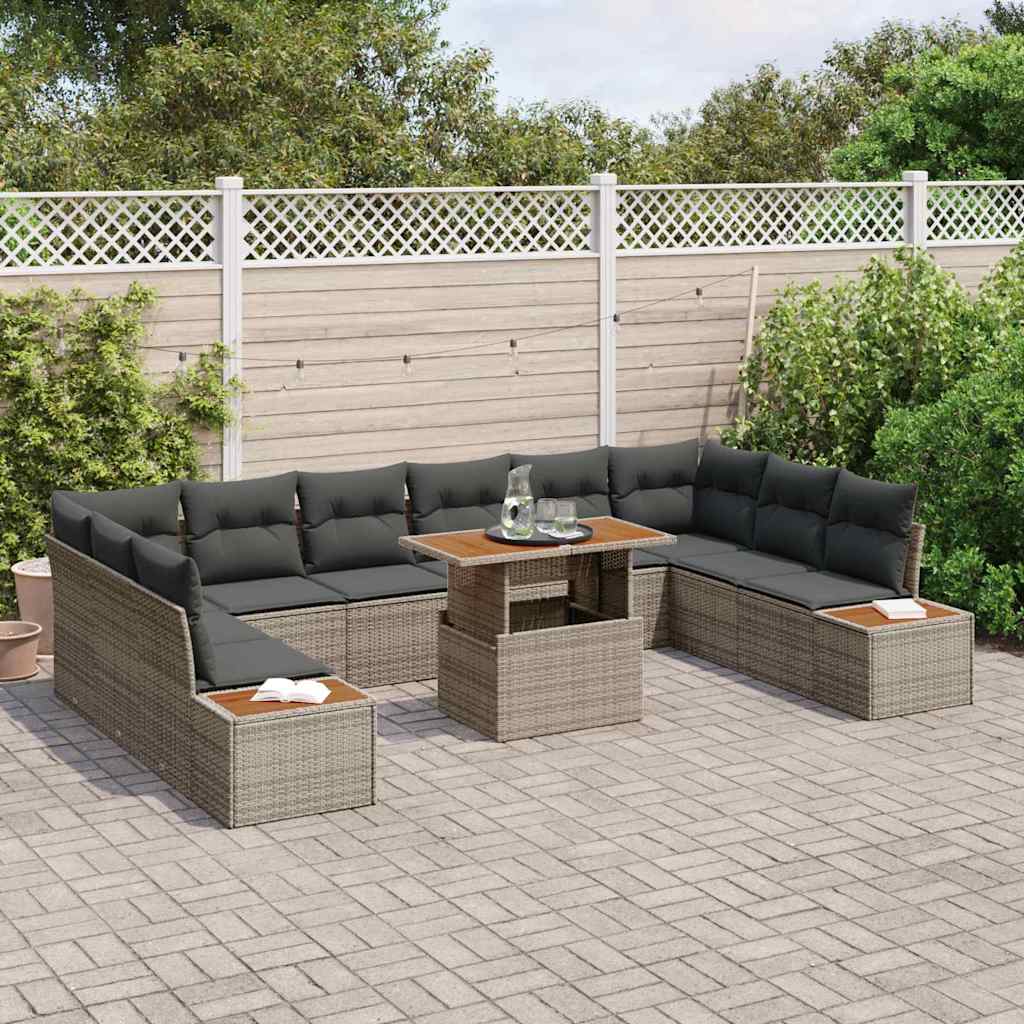 Garten Essgruppe mit Kissen mit Kissen 11 pcs Grau und Braun