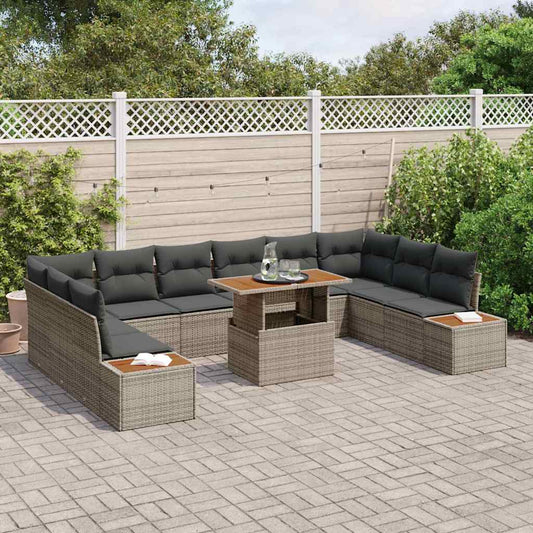 Garten Essgruppe mit Kissen mit Kissen 11 pcs Grau und Braun
