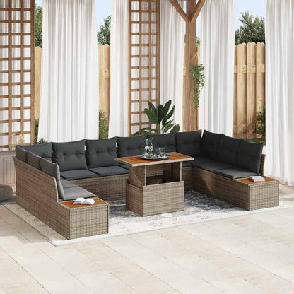 Garten Essgruppe mit Kissen mit Kissen 11 pcs Grau und Braun