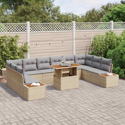 Garten Essgruppe mit Kissen mit Kissen 11 pcs Beige und Grau