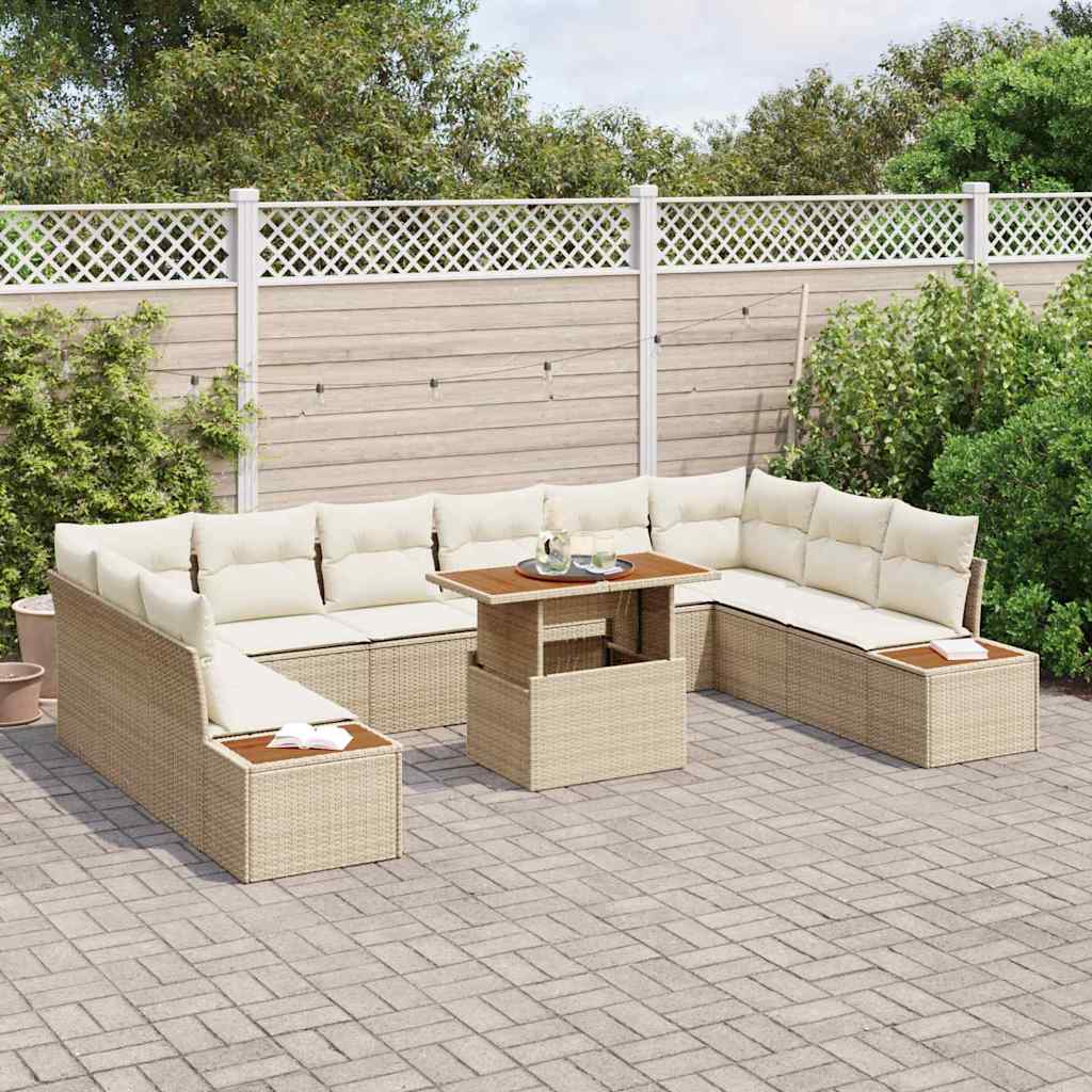 Garten Essgruppe mit Kissen mit Kissen 11 pcs Beige und Creme