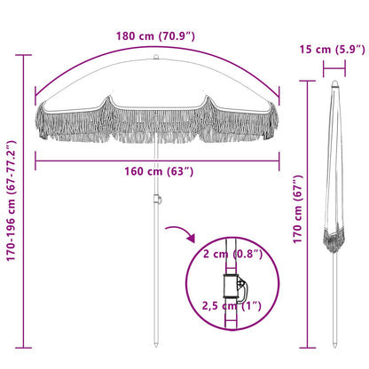 Sonnenschirm Gelb und Weiß Ø 160 x 195 cm Stahl