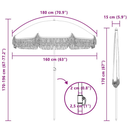 Sonnenschirm Grau und Weiß Ø 160 x 195 cm Stahl